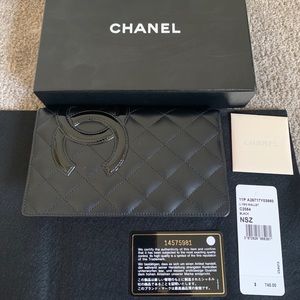 CHANEL Lambskin Cambon wallet Black Hot Pink